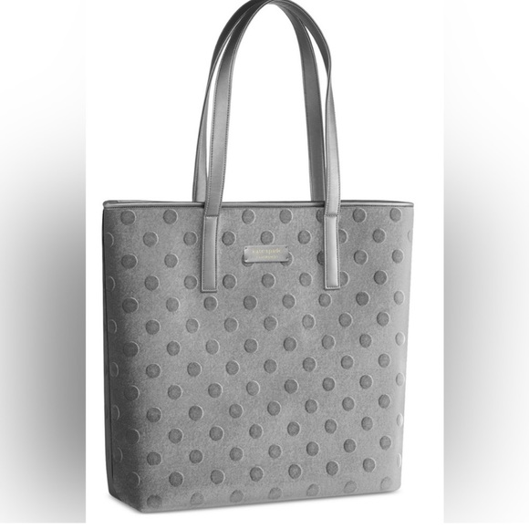 kate spade Bags Kate Spade Gray Polka Dot Velvet Tote Bag Poshmark